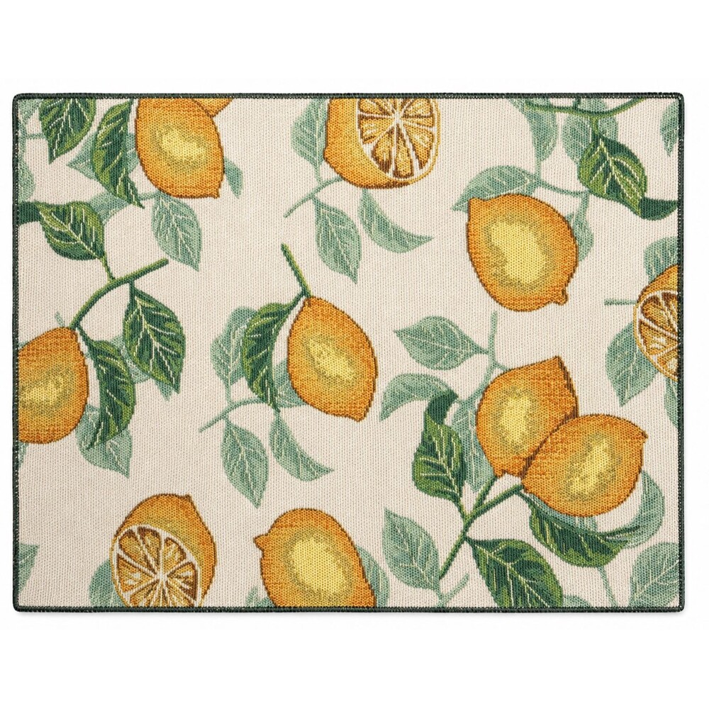 Lemon Placemats Set of 4 Tapestry Satin Back 13x18 French Country Kitchen
